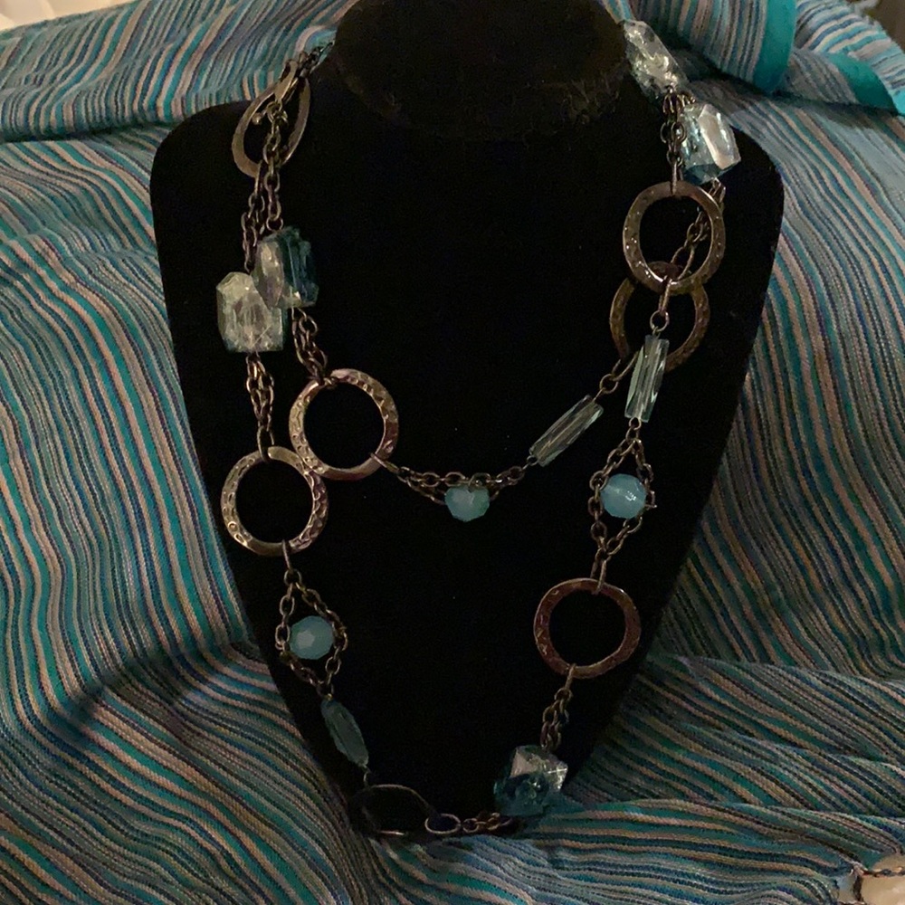 Lia Sophia Blue Quartz Statement Necklace
